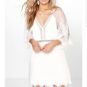 NBW Boohoo Plus White Embroidered Dress